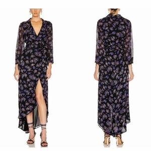 Ganni Floral Print Georgette Wrap Dress 32/0